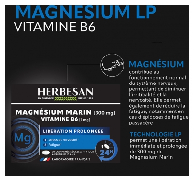 Herbesan Magnésium et Vitamine B6 LP 30 Comprimés