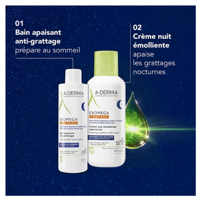 A-DERMA Exomega Control Crème Nuit Émolliente Réparatrice Dès la Naissance 400 ml