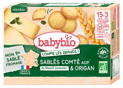 Babybio Sablés Origan & Comté de 15 Mois à 3 Ans Bio 16 Sablés