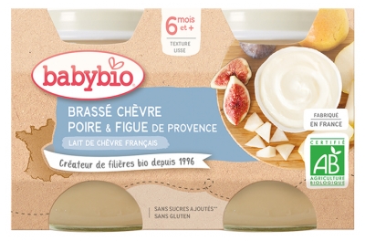 Babybio Brassé Chèvre Figue Poire 6 Mois et + Bio 2 Pots de 130 g