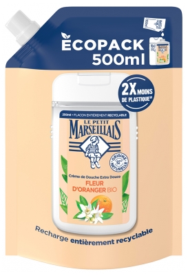 Le Petit Marseillais Crème de Douche Extra Douce à la Fleur d'Oranger Éco Recharge Bio 500 ML