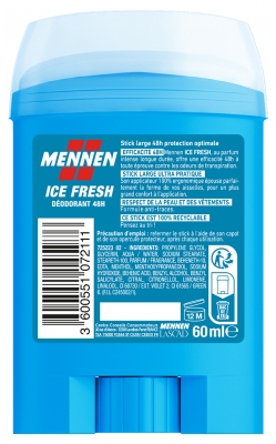 Mennen Déodorant Stick 24H Anti-Traces Ice Fresh 60 ml
