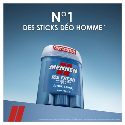 Mennen Déodorant Stick 24H Anti-Traces Ice Fresh 60 ml