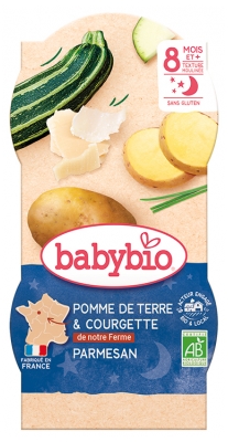 Babybio Bonne Nuit Courgette Pomme de Terre Parmesan 8 Mois et + Bio 2 Bols de 200 g