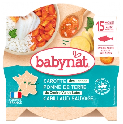 Babybio Babynat Pomme de Terre Carotte Cabillaud Sauvage 15 Mois et + 260 g