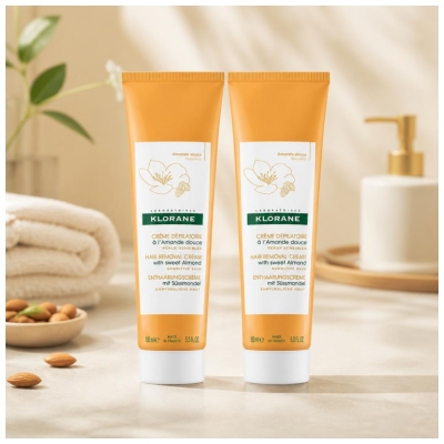 Klorane Dépilatoire Crème Dépilatoire à l'Amande Douce - Peaux Sensibles - Offre Spéciale Duo 2 x 150 ml