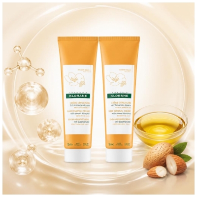 Klorane Dépilatoire Crème Dépilatoire à l'Amande Douce - Peaux Sensibles - Offre Spéciale Duo 2 x 150 ml