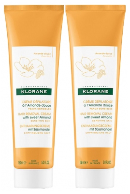Klorane Dépilatoire Crème Dépilatoire à l'Amande Douce - Peaux Sensibles - Offre Spéciale Duo 2 x 150 ml