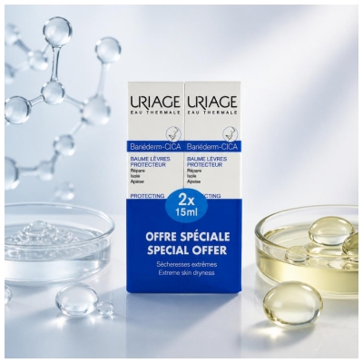 Uriage Bariéderm Cica-Lèvres Baume Protecteur 15 ml X2