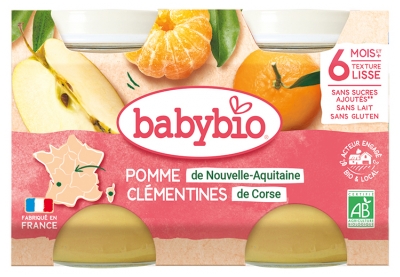 Babybio Clémentines Pomme 6 Mois et + Bio 2 Pots de 130 g