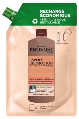 Franck Provost Expert Réparation Shampoing pour Cheveux Abîmés et Cassants Éco-Recharge 500 ML