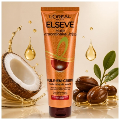 L'Oréal Paris Elseve Huile Extraordinaire Jojoba pour Cheveux Très Secs ou Frisés 150 ML