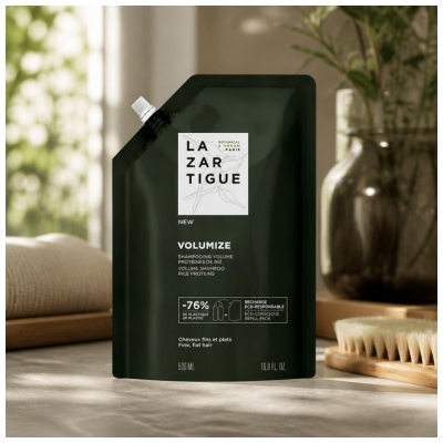 Lazartigue Volumize Shampoing Volume Protéines de Riz Éco-Recharge 500 ml 