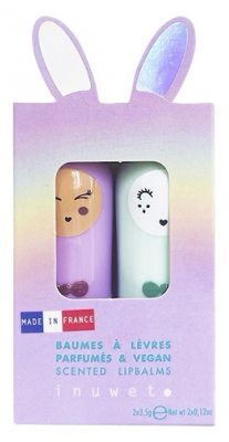 Inuwet Duo Baumes à Lèvres Parfumés Pomme & Guimauve 2 x 3,5 Grammes