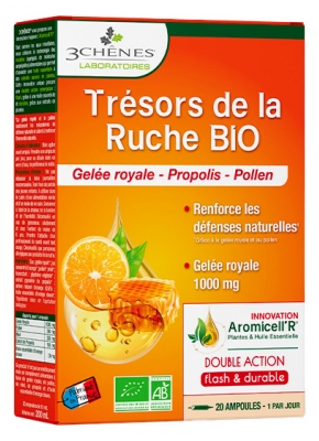 Les 3 Chênes Trésors de la Ruche Bio 20 Ampoules de 10 ml