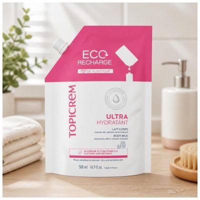 Topicrem Lait Corps Ultra Hydratant (Peaux Séches et Sensibles) Éco-Recharge 500 ml