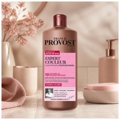 Franck Provost Expert Couleur Shampooing Cheveux Colorés Baie de Goji & Pépin de Raisin 500 ml