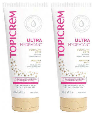 Topicrem Ultra-Hydratant Scintillant Corps Peaux Sensibles et Sèches Lot de 2 x 200 ml