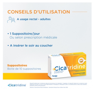 Cicatridine - 10 Suppositoires Favorisant la Cicatrisation à l'Acide Hyaluronique