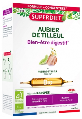 Superdiet Aubier de Tilleul Bio 20 Ampoules de 10 ml