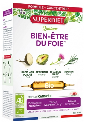 Superdiet Quatuor Bien-Être du Foie Bio 20 Unités