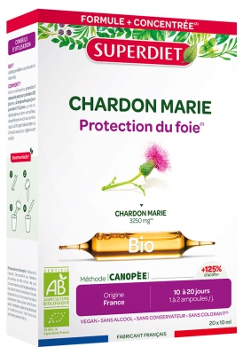 Superdiet Chardon Marie Bio - 20 Ampoules de 10 ml