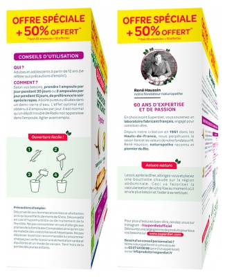 Superdiet Radis Noir Artichaut Digestion Bio 20 Ampoules + 10 Ampoules OFFERTES
