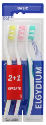 Elgydium Pierre Fabre Oral Care - Brosse à Dent Basic Souple - Offre Spéciale Trio