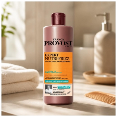 Franck Provost Expert Nutri-Frizz Shampoing Cheveux Très Secs ou Frisés Aloé Vera et Beurre de Mangue 400 ml