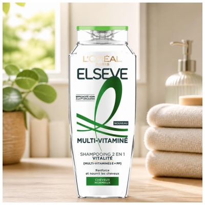 L'Oréal Paris Elseve Multi-Vitaminé Shampoing 2en1 Vitalité Cheveux Normaux 300 ml
