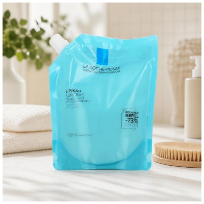 La Roche-Posay Lipikar Surgras Crème Lavante Anti Dessèchement Éco Recharge de 400 ML