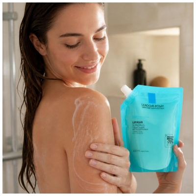 La Roche-Posay Lipikar Surgras Crème Lavante Anti Dessèchement Éco Recharge de 400 ML