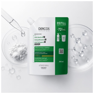 Vichy Dercos Shampoing Antipelliculaire Ds Cheveux Secs Éco-Recharge 390 ml