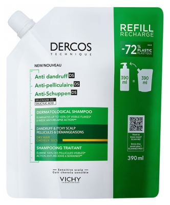 Vichy Dercos Shampoing Antipelliculaire Ds Cheveux Secs Éco-Recharge 390 ml