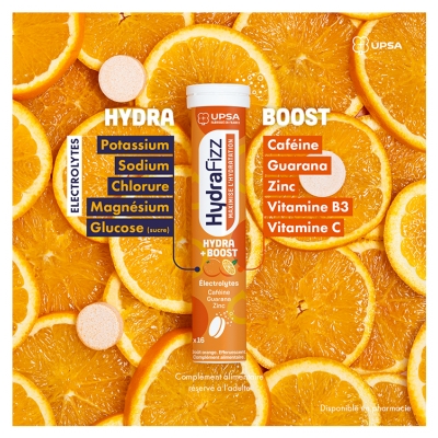 UPSA Hydrafizz Hydra+Boost 16 Unités Effervescentes