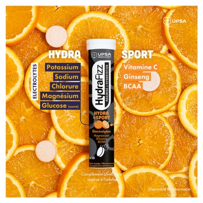 UPSA Hydrafizz Hydra+Sport 16 Unités Effervescentes