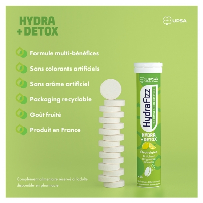 UPSA Hydrafizz Hydra+Détox 16 Unités Effervescentes