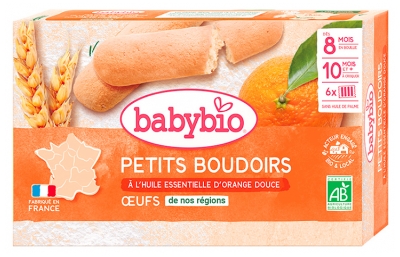 Babybio Petits Boudoirs Huile Essentielle d'Orange Douce aux Oeufs dès 8 Mois Bio 24 Boudoirs