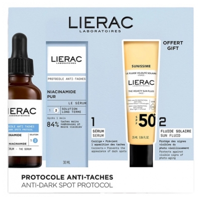 Lierac Protocole Anti-Taches Niacinamide Pur Sérum 30 ml + Sunissime Le Fluide Solaire Teinté pour le Visage SPF50+ 25 ml Offert