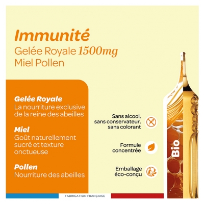 Superdiet Gelée Royale 1500 Miel Pollen Bio 20 Unités