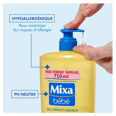 Mixa Bébé Gel 2 en 1 Corps et Cheveux 750 ml