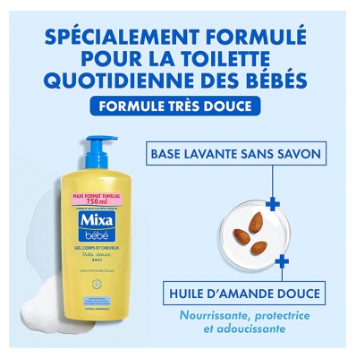 Mixa Bébé Gel 2 en 1 Corps et Cheveux 750 ml