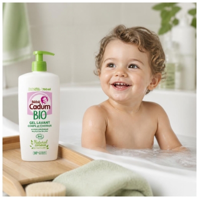 Cadum Bébé Cadum Gel Lavant Natural Caresse Corps et Cheveux Bio 750 ml