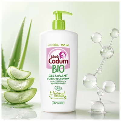 Cadum Bébé Cadum Gel Lavant Natural Caresse Corps et Cheveux Bio 750 ml