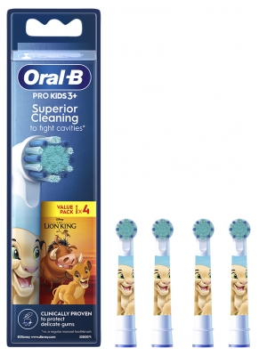 Oral-B Pro Kids 3+ Disney 4 Têtes de Rechange 3 Ans et + - Modèle : Roi Lion