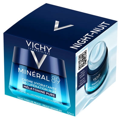 Vichy Minéral 89 Crème Hydratante Récupération Nuit Tous Types de Peaux 50 ml
