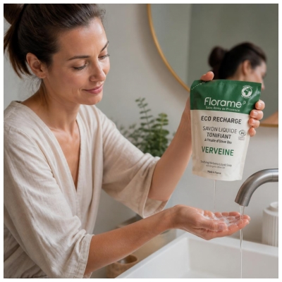 Florame Savon Liquide Tonifiant Verveine Éco-Recharge Biologique 470 ML