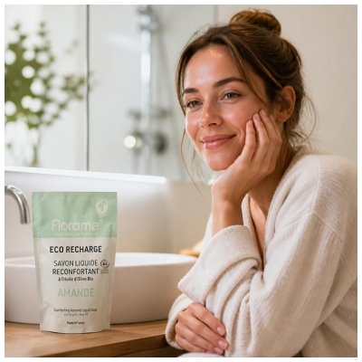 Florame Savon Liquide Réconfortant Amande Éco-Recharge Biologique 470 ML