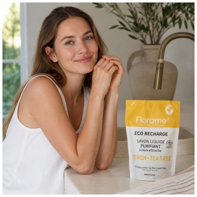 Florame Savon Liquide Purifiant Citron Arbre à Thé Éco-Recharge Biologique 470 ML