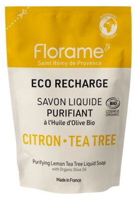 Florame Savon Liquide Purifiant Citron Arbre à Thé Éco-Recharge Biologique 470 ML